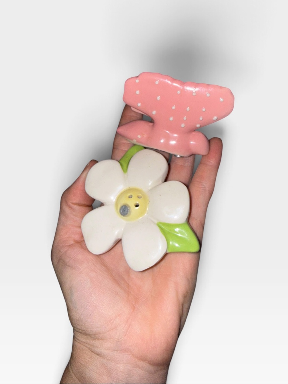 Pink butterfly & White Flower magnetic S&P set